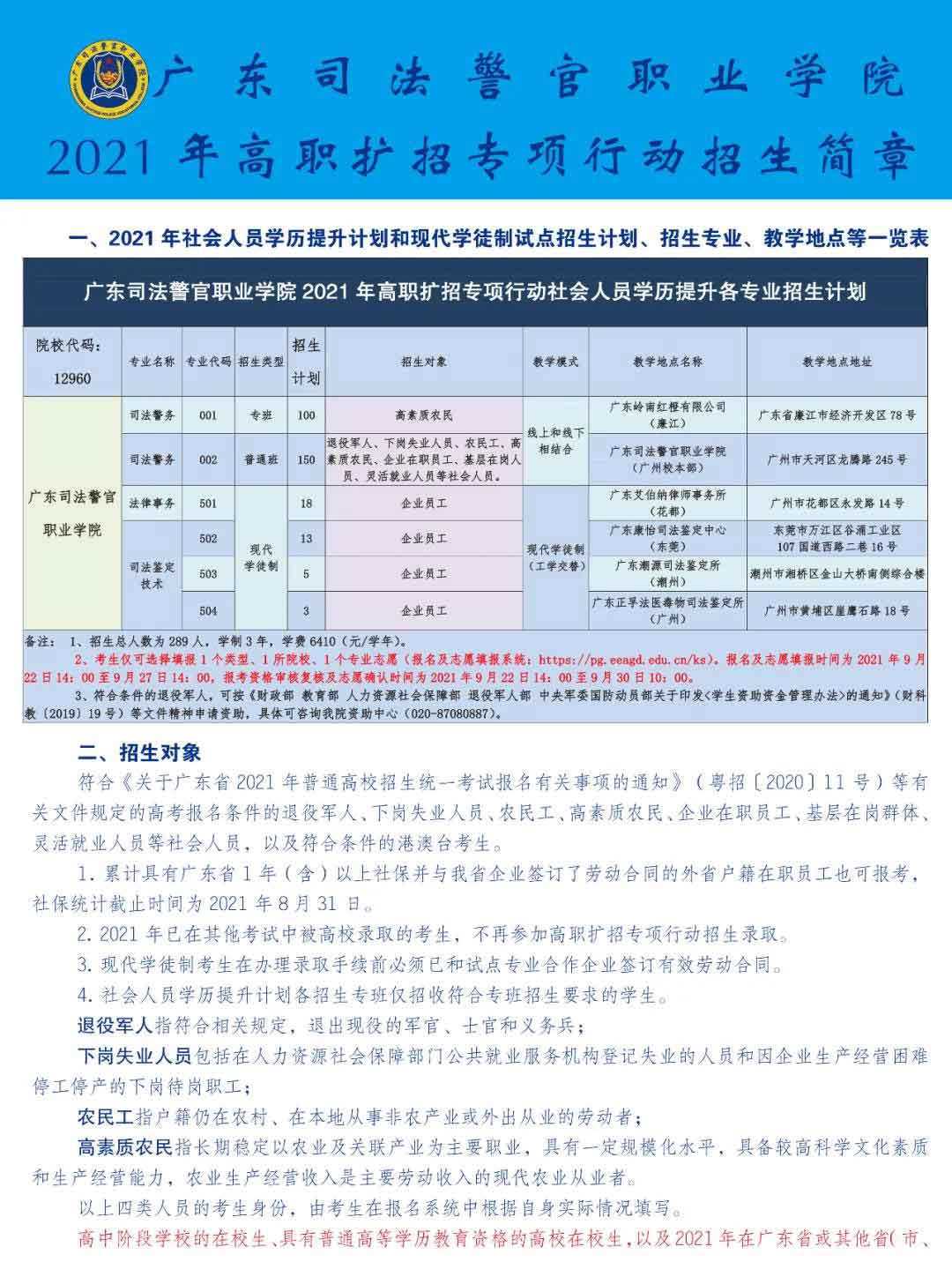 2021年廣東司法警官職業(yè)學(xué)院高職擴(kuò)招招生簡(jiǎn)章(圖1)