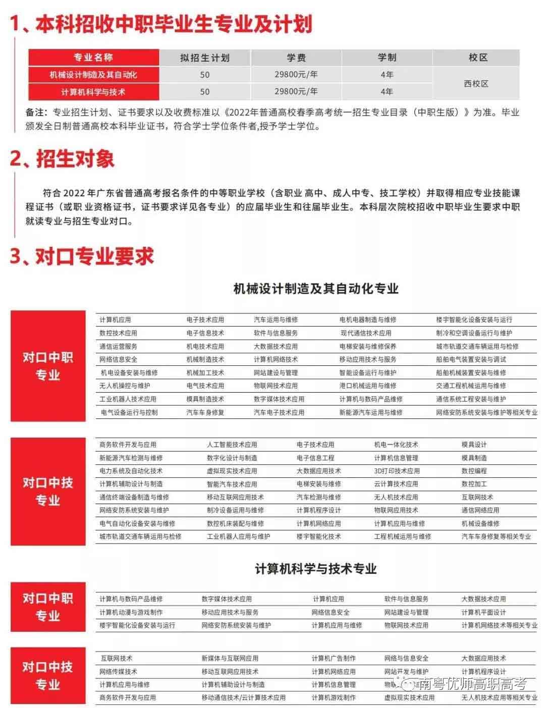 廣東白云學(xué)院2022年3+證書本科批次招生專業(yè)及計劃出爐(圖1)